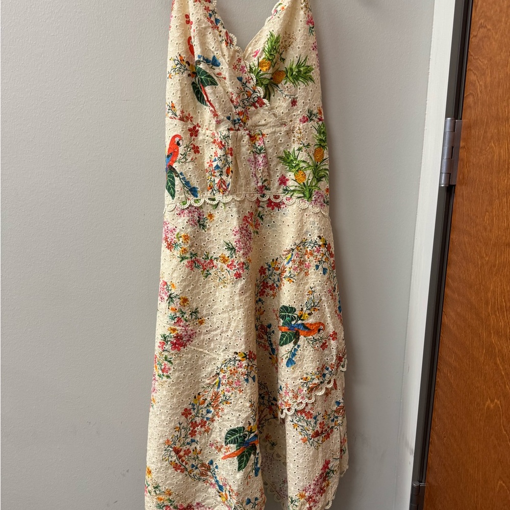 Floral Embroidered Halter Dress